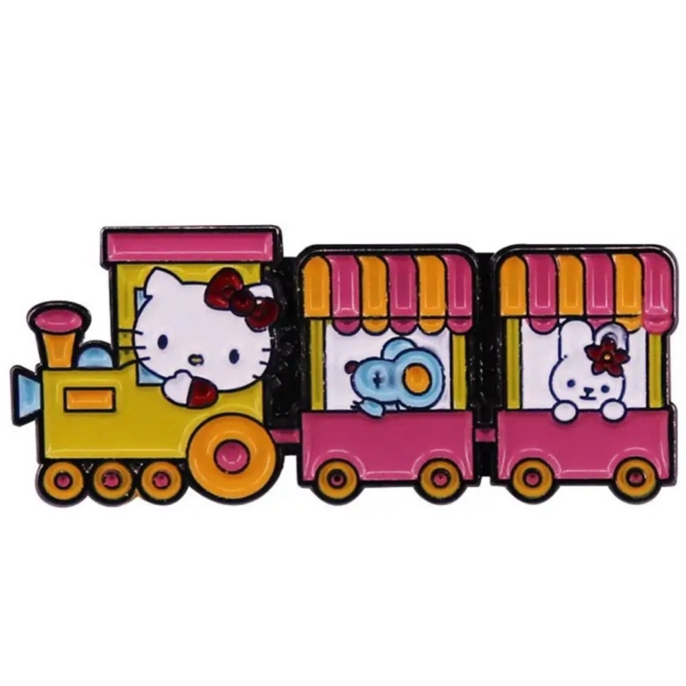 Hello Kitty Train Enamel Pin, Pin, Pink With Additional Friends Enamel M… - Picture 1 of 2